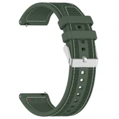 Huawei Watch Fit 4 Fit 4 Pro İle Uyumlu Dikiş Desenli Metal Tokalı Dokuma Silikon Kordon  Haki - 4