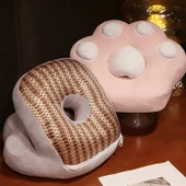 Kedi Pati Peluş Uyku Yastığı - Pembe - 35x30x25cm - 11