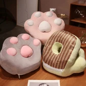 Kedi Pati Peluş Uyku Yastığı - Pembe - 35x30x25cm - 4