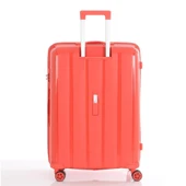 MÇS Bavul Orta ve Kabin 2li Set Kırılmaz Silikon Valiz V305 Mercan thumbnail 3