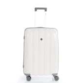 MÇS Bavul Orta ve Kabin 2li Set Kırılmaz Silikon Valiz V305 Kemik/Gri thumbnail 4