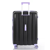 MÇS Bavul Orta ve Kabin 2li Set Kırılmaz Silikon Valiz V305 Siyah/Lila - 5