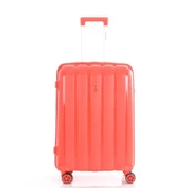 MÇS Bavul Orta ve Kabin 2li Set Kırılmaz Silikon Valiz V305 Mercan thumbnail 4