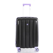 MÇS Bavul Orta ve Kabin 2li Set Kırılmaz Silikon Valiz V305 Siyah/Lila - 4