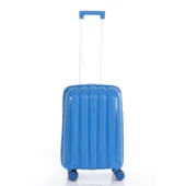 MÇS Bavul Orta ve Kabin 2li Set Kırılmaz Silikon Valiz V305 SaksMavi - 8