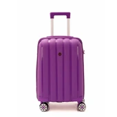 MÇS Bavul Orta ve Kabin 2li Set Kırılmaz Silikon Valiz V305 Mor - 9