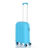 MÇS Bavul Orta ve Kabin 2li Set Kırılmaz Silikon Valiz V305 AçıkMavi - 5