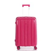 MÇS Bavul Orta ve Kabin 2li Set Kırılmaz Silikon Valiz V305 Fuşya - 2