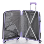 MÇS Bavul Orta ve Kabin 2li Set Kırılmaz Silikon Valiz V305 Siyah/Lila - 3