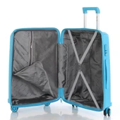 MÇS Bavul Orta ve Kabin 2li Set Kırılmaz Silikon Valiz V305 AçıkMavi - 4