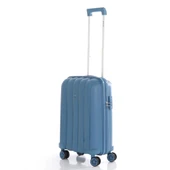 MÇS Bavul Orta ve Kabin 2li Set Kırılmaz Silikon Valiz V305 SkyBlue - 7