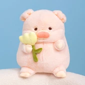 Lale Desenli Domuz Peluş Oyuncak - Mor Çiçek, 30cm - 4