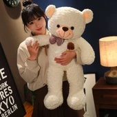Ayak İzi Desenli Peluş Oyuncak Ayı - Beyaz 95cm - 9
