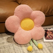 Çiçek Peluş Yastık - Pembe - 55x45cm - 1