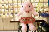 JK Tarzı Elbiseli Tavşan Peluş Oyuncak - Pembe Tavşan - Pembe Elbise - 105cm - 1