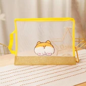 Çizgi Film Peluş Kimlik Kartı Tutucu - Pembe Yaşlı Ördek - 33.5x25cm - 12