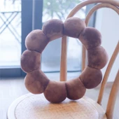 Donut Şeklinde Peluş Yastık - Kahverengi - 40cm - 5