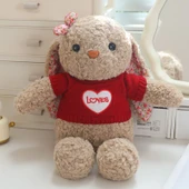 Peluş Tavşan Oyuncak - Açık Kahverengi Kahverengi Çizgili Kazaklı 35cm - 8