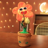 Şarjlı Pembe Çiçek Yuvarlak Yapraklı Peluş Oyuncak (Data Kablolu) - 30cm - 1