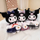 Kuromi Ayakta Peluş Oyuncak 30cm - Pembe JK Seti Elbise - 5