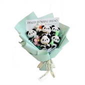 Çift Panda Yuvarlak Chanel Buketi - 30x15cm - 12