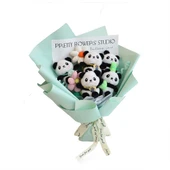 Çift Panda Yuvarlak Chanel Buketi - 30x15cm - 11