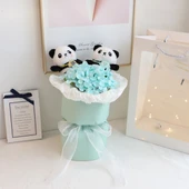 Çift Panda Yuvarlak Chanel Buketi - 30x15cm - 1