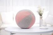 Çok Fonksiyonlu Yuvarlak Top Peluş Yastık - Süt Beyaz ve Haki - 30cm - 10