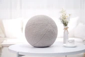 Çok Fonksiyonlu Yuvarlak Top Peluş Yastık - Süt Beyaz ve Mocha - 30cm - 12