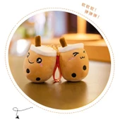 Sütlü Çay Peluş Anahtarlık - Kahve Rengi Yuvarlak Gözlü - 10cm - 12