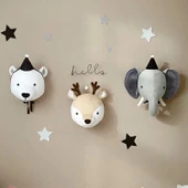 Peluş Hayvan Kafası Duvar Dekoru - Küçük Fil - 5