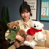 Kahverengi Ayıcık - Kırmızı Atkılı Peluş Oyuncak - 33cm thumbnail 10