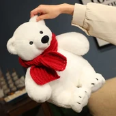 Kahverengi Ayıcık - Kırmızı Atkılı Peluş Oyuncak - 33cm thumbnail 7