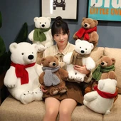 Kahverengi Ayıcık - Kırmızı Atkılı Peluş Oyuncak - 33cm thumbnail 11