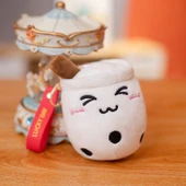 Sütlü Çay Peluş Anahtarlık - Şaşı Göz - Kahve Rengi - 10cm - 2