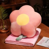 Çiçek Peluş Yastık - Pembe - 40x50cm - 3