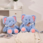 Peluş Sırt Çantası Bebek - Mavi, Önlük Detaylı - 45 cm - 10