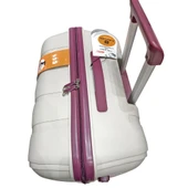 MÇS Bavul Büyük ve Orta 2li Set Kırılmaz Silikon Valiz V305 Kemik/Mürdüm - 5