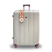 MÇS Bavul Büyük ve Orta 2li Set Kırılmaz Silikon Valiz V305 Kemik/Mürdüm - 2