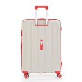 MÇS Bavul Büyük ve Orta 2li Set Kırılmaz Silikon Valiz V305 Kemik/Mercan - 3