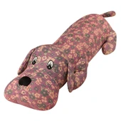 Üç Katlı Gazlı Yatan Köpek Peluş Yastık Bebek - Çiçekli Desen Mor - 95cm - 12