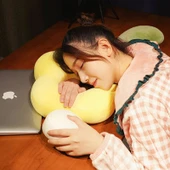 Çiçek Tasarımlı Uzun Peluş Yastık - Pembe Normal - 130cm thumbnail 11