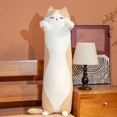 Uzun Uyku Arkadaşı Kedi Peluş Yastık - Siyah 90cm - 9