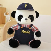 Askılı Panda Peluş Oyuncak - Kırmızı Ekose - 50cm - 5