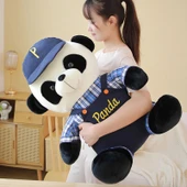 Askılı Panda Peluş Oyuncak - Kırmızı Ekose - 50cm - 9