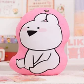 Sevimli Tavşan Baskılı Peluş Yastık - Pembe Çene, 10cm Anahtarlık - 6