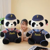 Askılı Panda Peluş Oyuncak - Kırmızı Ekose - 50cm - 2