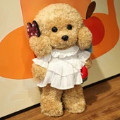 Ayakta Duran Simülasyon Peluş Oyuncak Köpek - Sarı Ördek Elbise - 28cm - 10