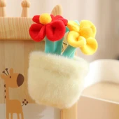 Peluş Buket Çiçek Anahtarlık - Kırmızı Sarı - 12cm - 10