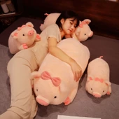 Pembe Yatan Domuz Peluş Oyuncak - 40cm - 7